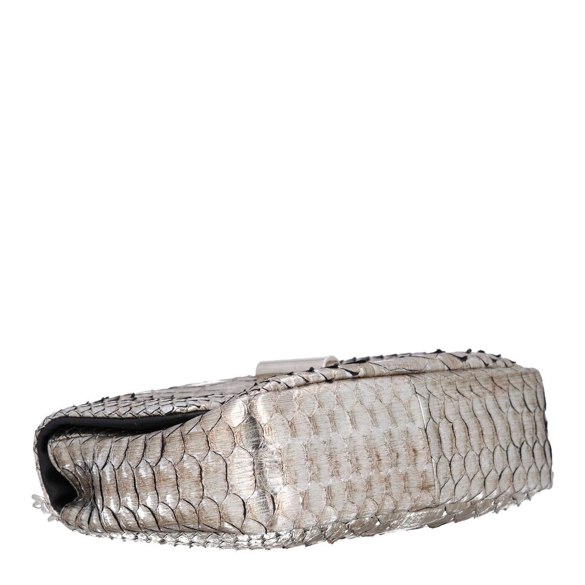 Metallic Snakeskin Natalia Shoulder Bag Silver