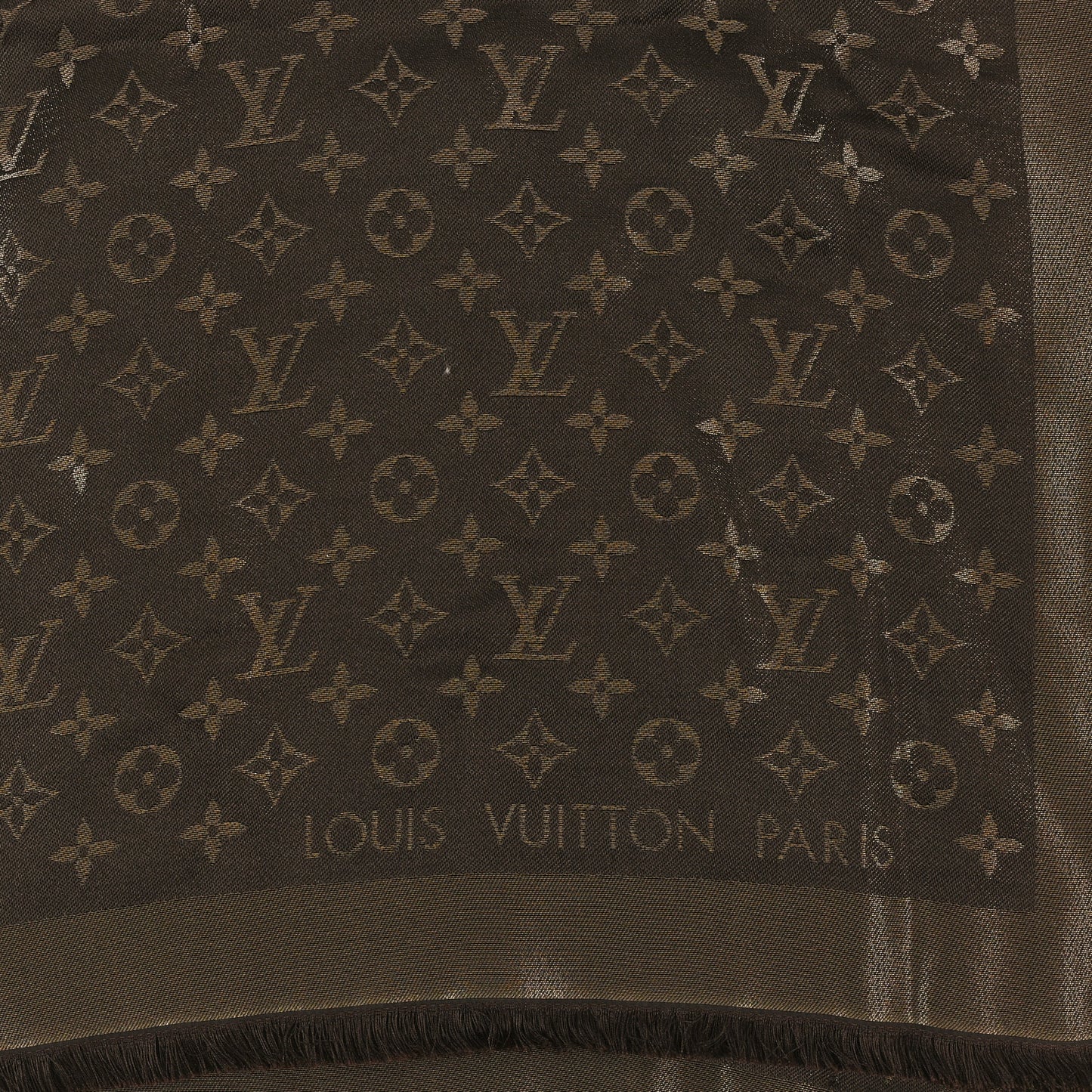 Silk Lurex Wool Monogram Shine Shawl Marron