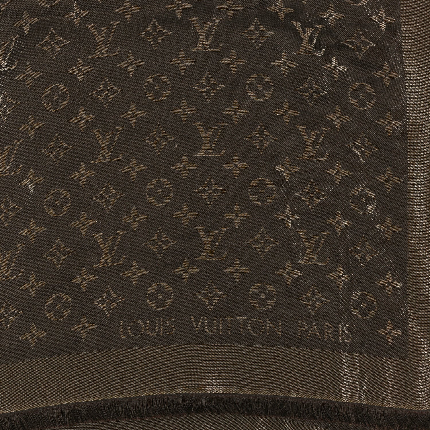 Louis Vuitton Silk Lurex Wool Monogram Shine Shawl Marron 2 of 3