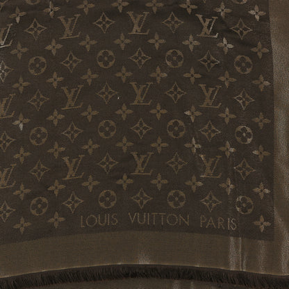 Louis Vuitton Silk Lurex Wool Monogram Shine Shawl Marron 2 of 3
