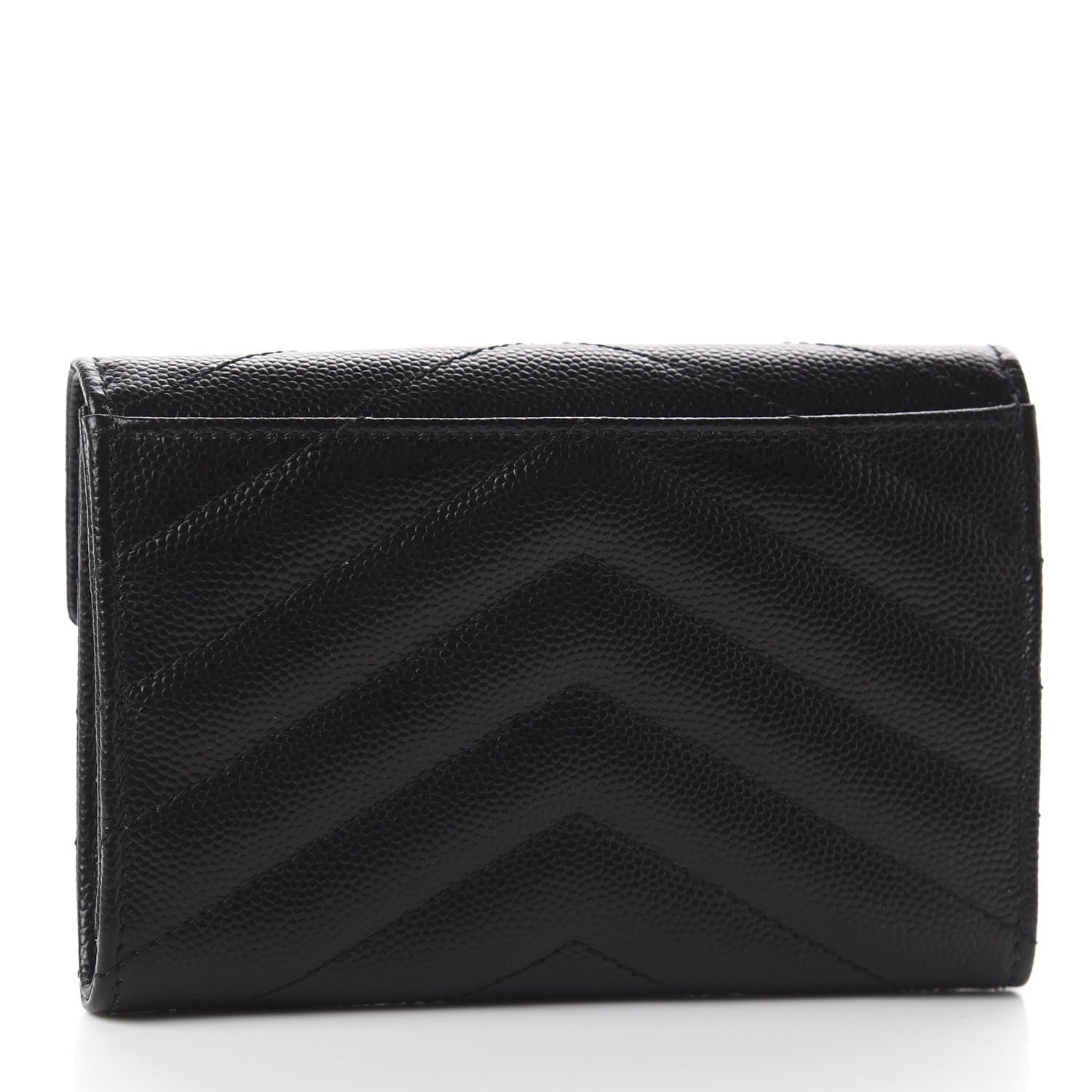 Saint Laurent Grain De Poudre Matelasse Chevron Small Monogram Envelope Wallet Black 2 of 8