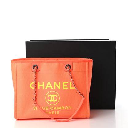 Chanel Mixed Fibers Calfskin Small Deauville Tote Orange Yellow 11 of 11