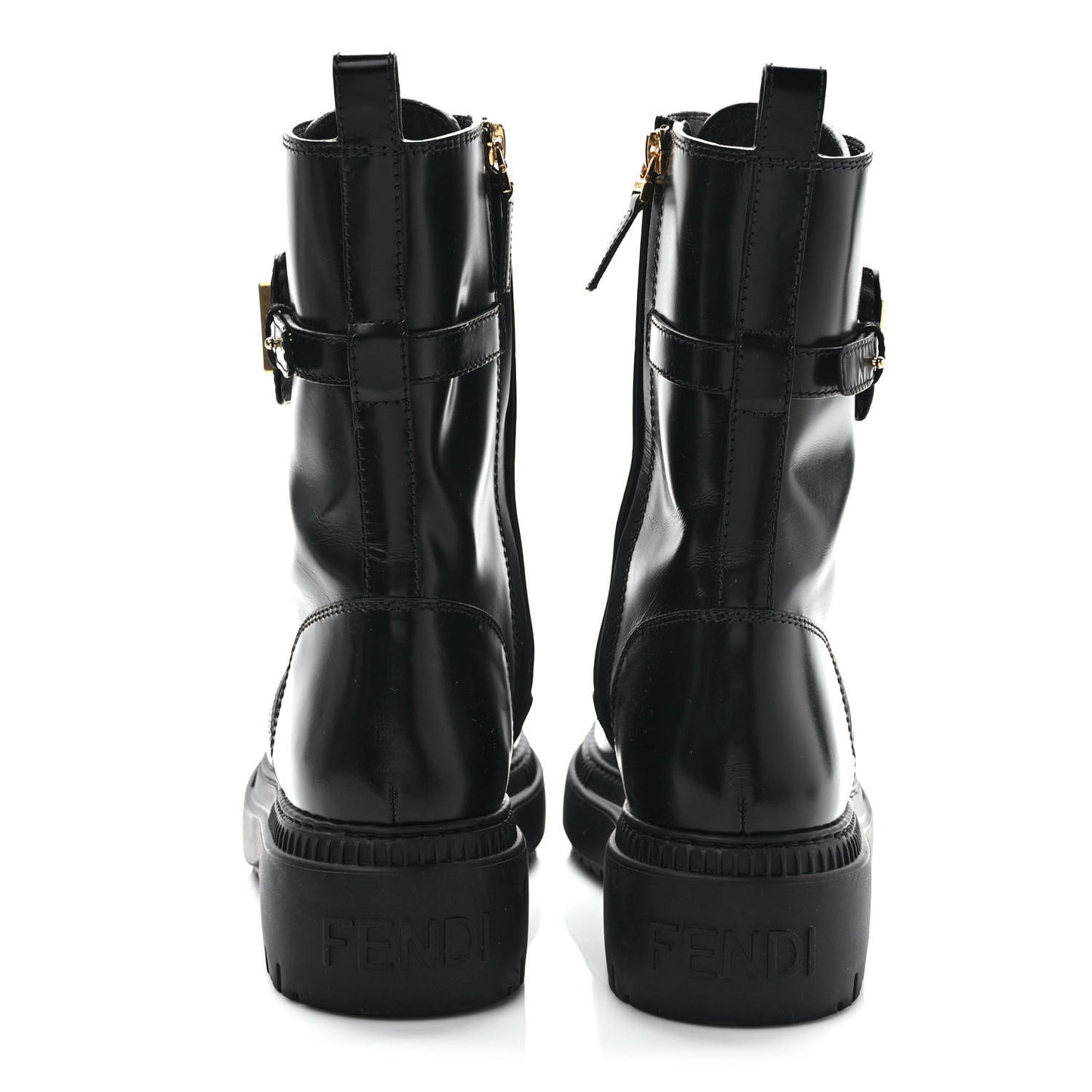 Vitello Abrasivato Fendigraphy 50mm Biker Boots 39.5 Black