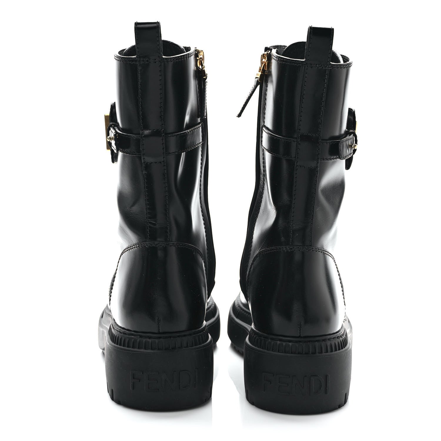 Fendi Vitello Abrasivato Fendigraphy 50mm Biker Boots 39.5 Black 5 of 12