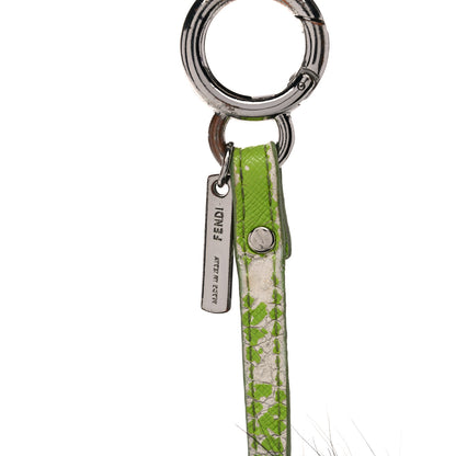 Fendi Vitello Elite Fox Fur Monster Bag Bug Charm Green Black 10 of 11