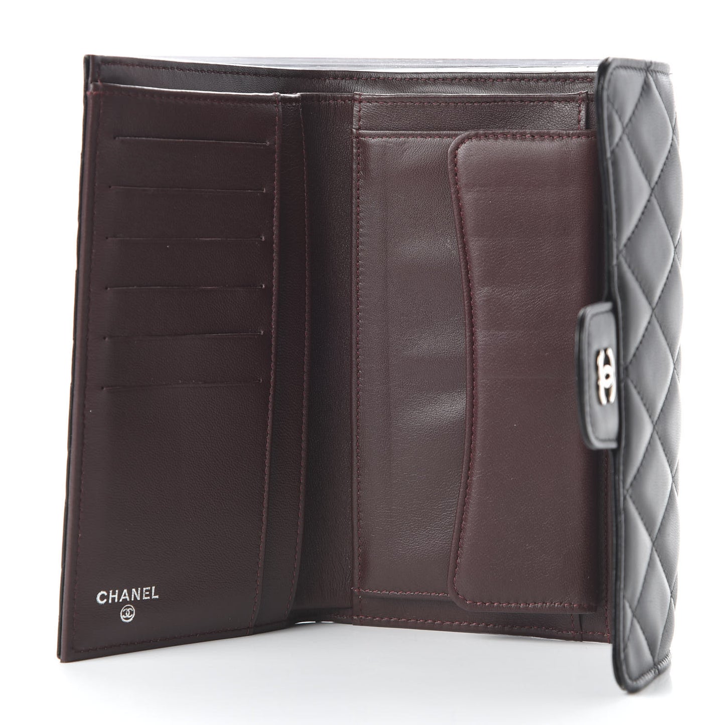 Lambskin Quilted Large Flap Wallet Black