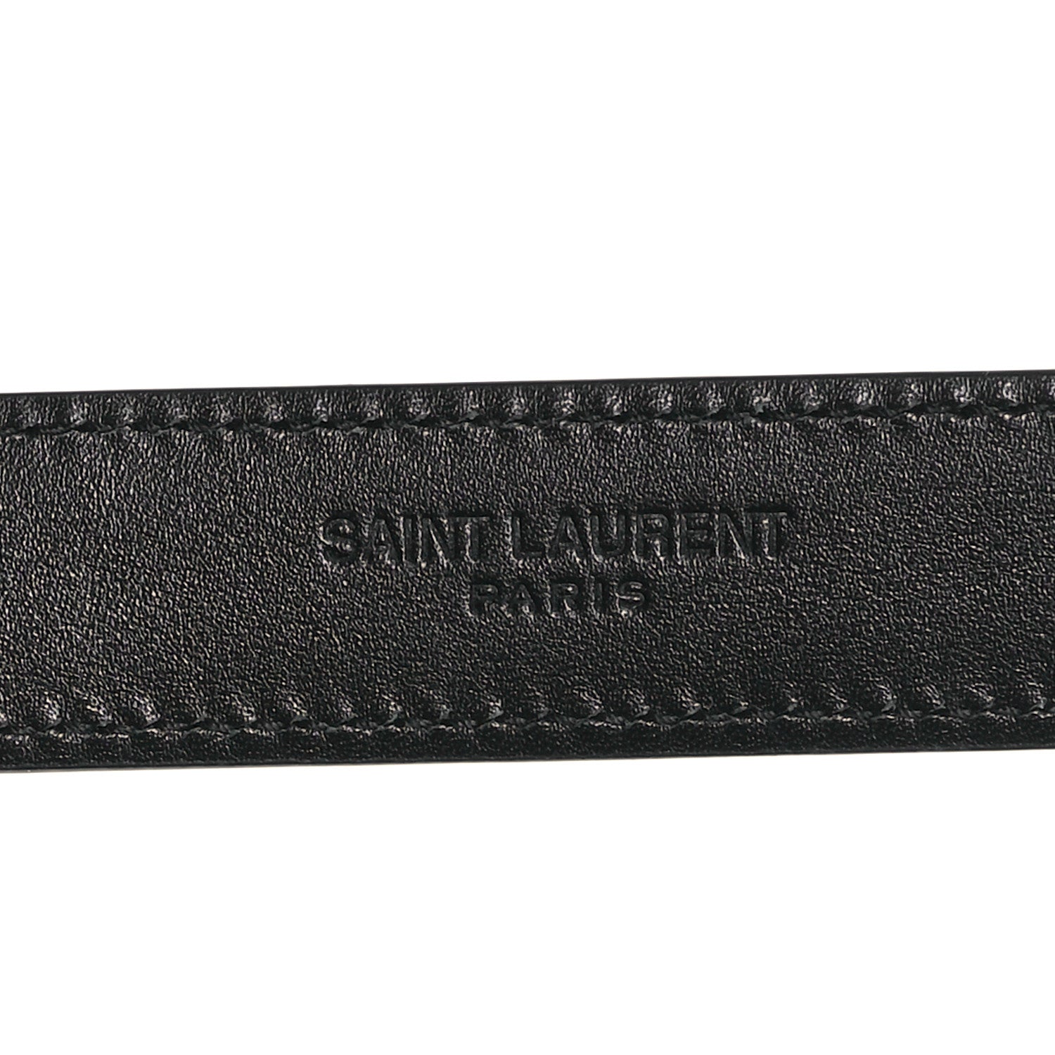 Saint Laurent Smooth Calfskin Monogram Narrow Square Buckle Belt 65 26 Black 3 of 6