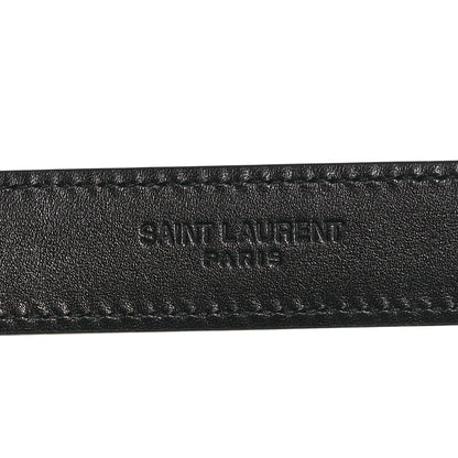 Saint Laurent Smooth Calfskin Monogram Narrow Square Buckle Belt 65 26 Black 3 of 6