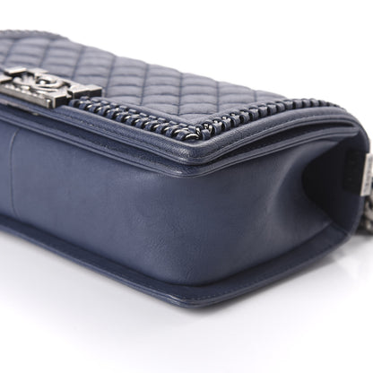 Chanel Calfskin Quilted Medium Top Handle Boy Flap Navy 7 of 10