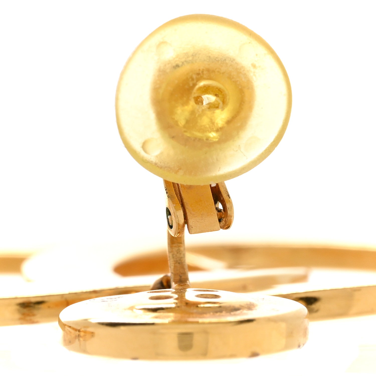 Chanel Metal Large Paris Button Clip On Earrings Gold 6 of 6