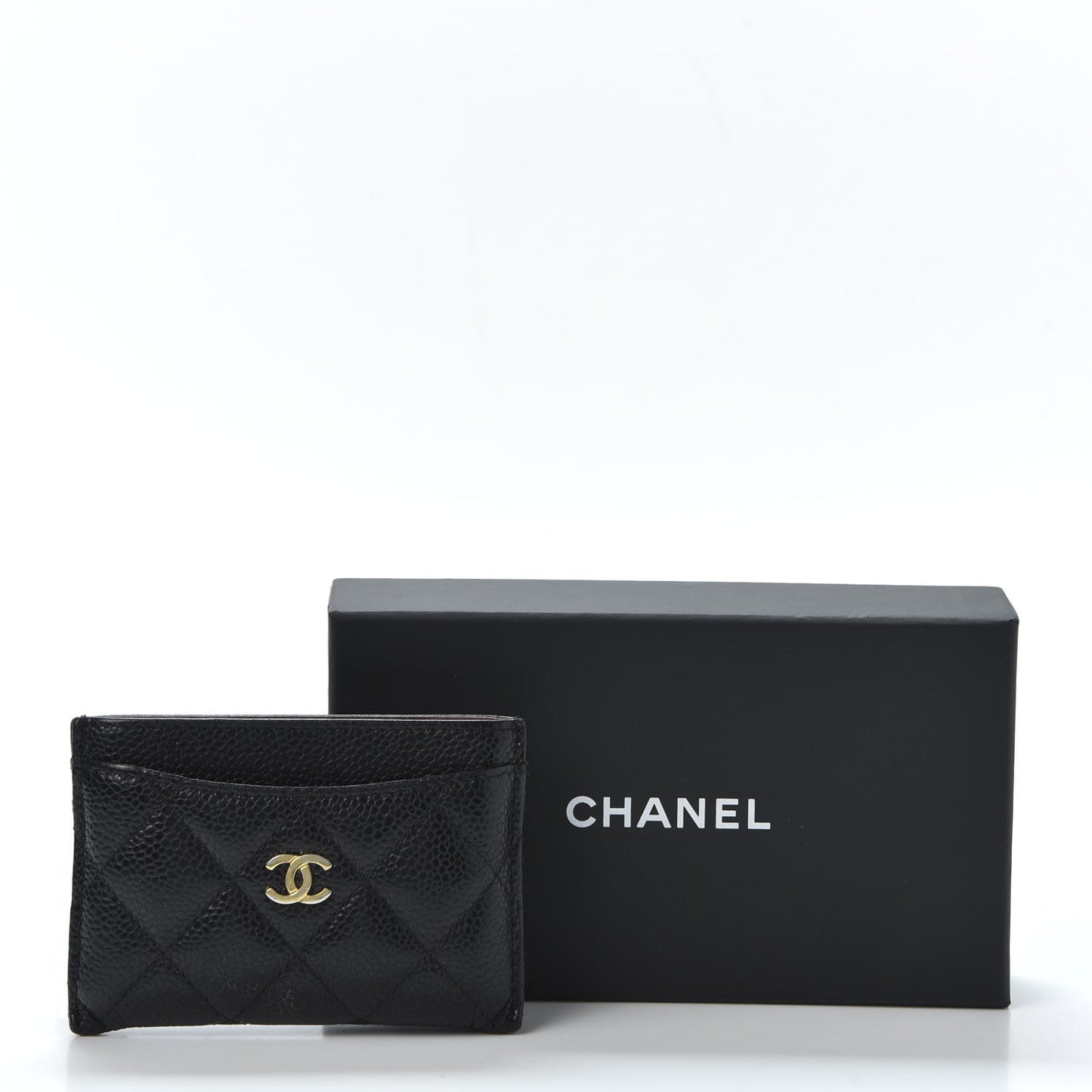 Caviar Quilted Card Holder Black
