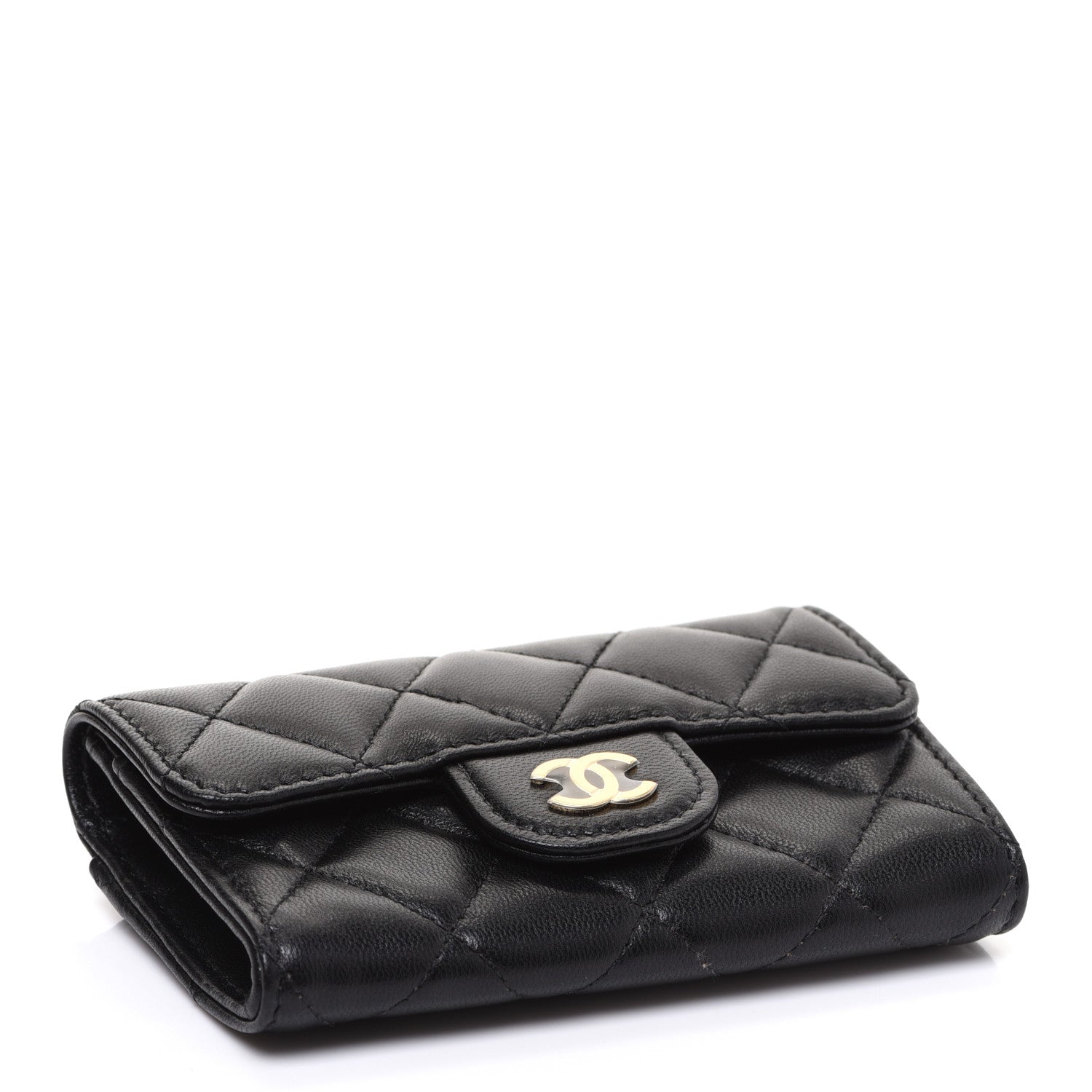 Chanel Lambskin Quilted Flap Card Holder Wallet Black 4 of 9