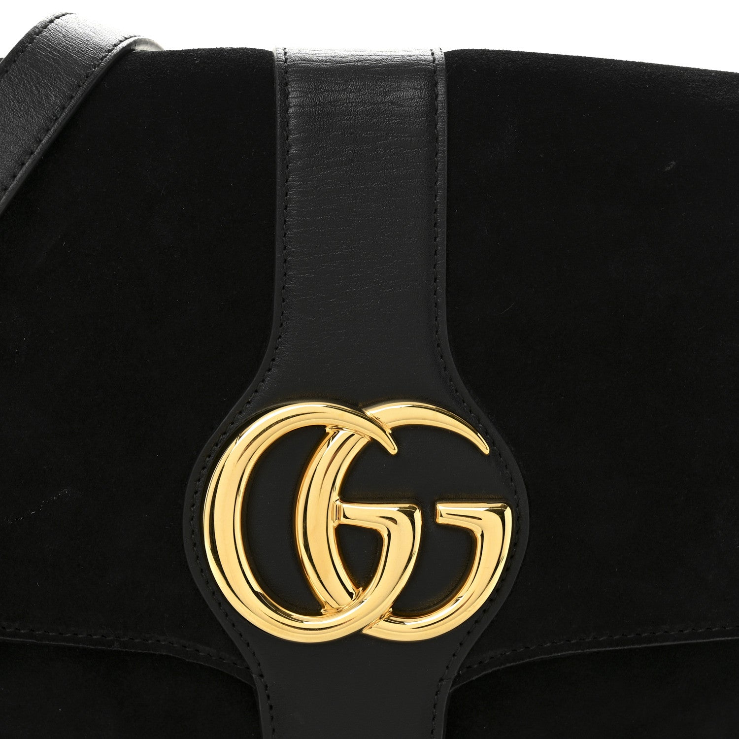 Gucci Suede Medium Arli Flap Shoulder Bag Black 8 of 10