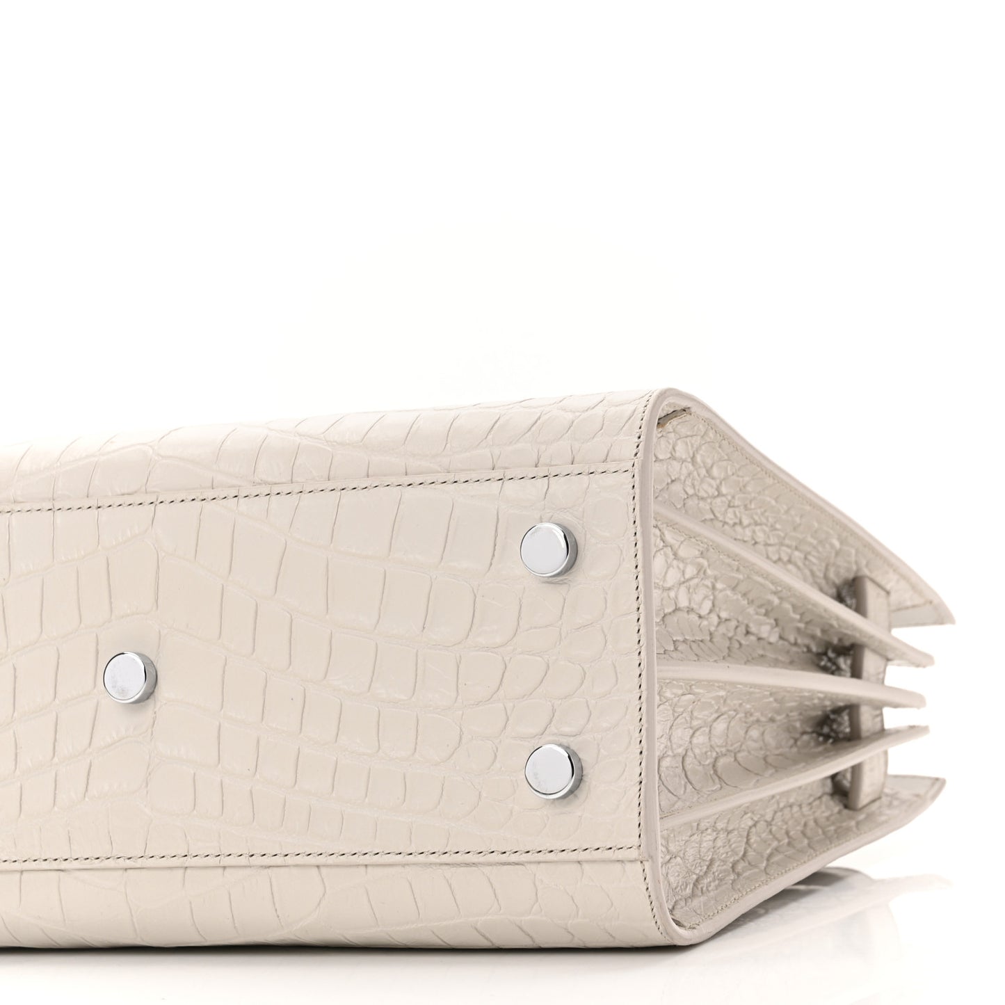 Calfskin Crocodile Embossed Baby Sac De Jour Gris Perle