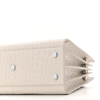 Saint Laurent Calfskin Crocodile Embossed Baby Sac De Jour Gris Perle 10 of 10