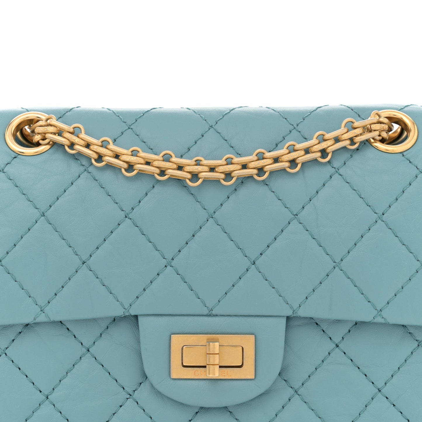 Aged Calfskin Quilted 2.55 Reissue Mini Flap Blue