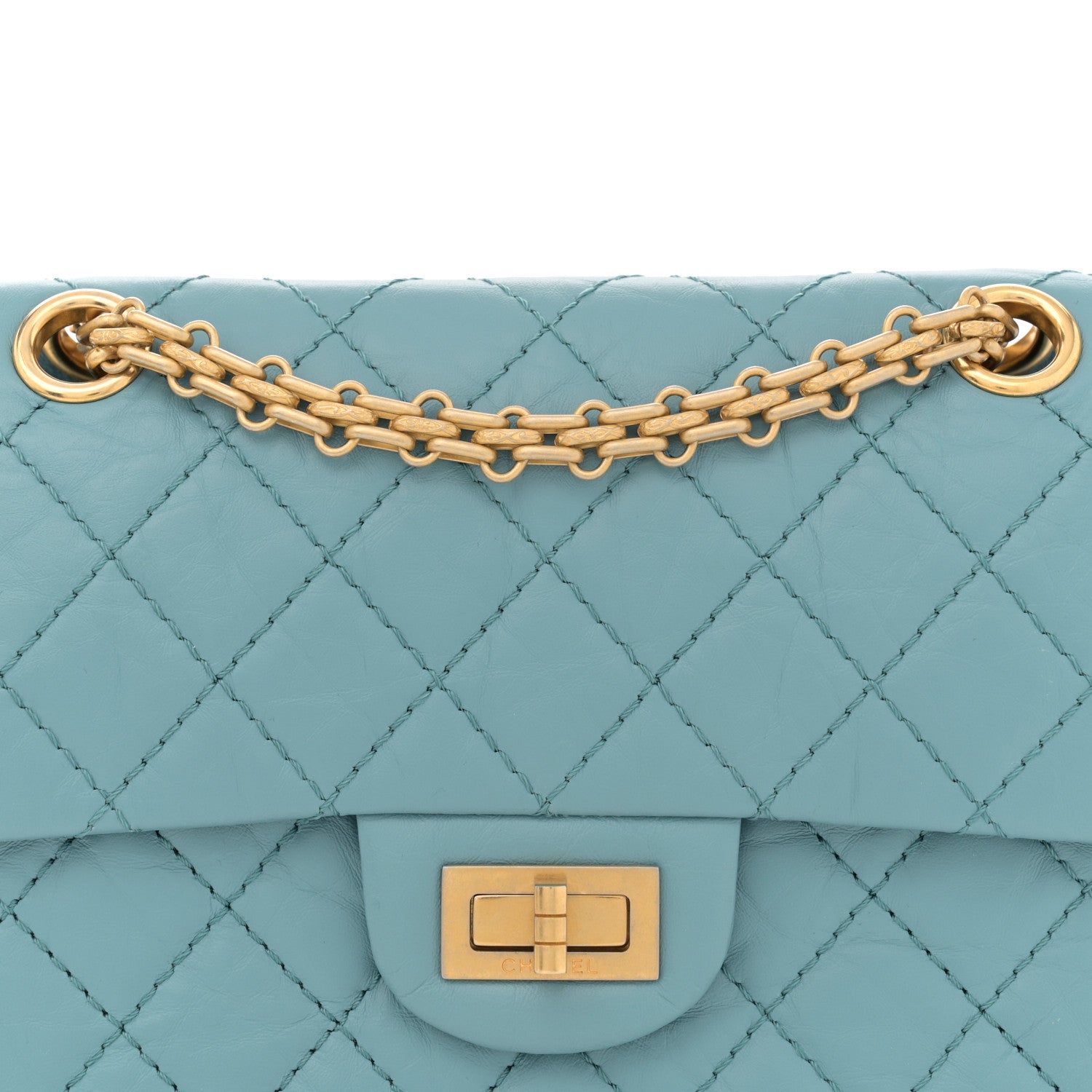 Chanel Aged Calfskin Quilted 2.55 Reissue Mini Flap Blue 8 of 11