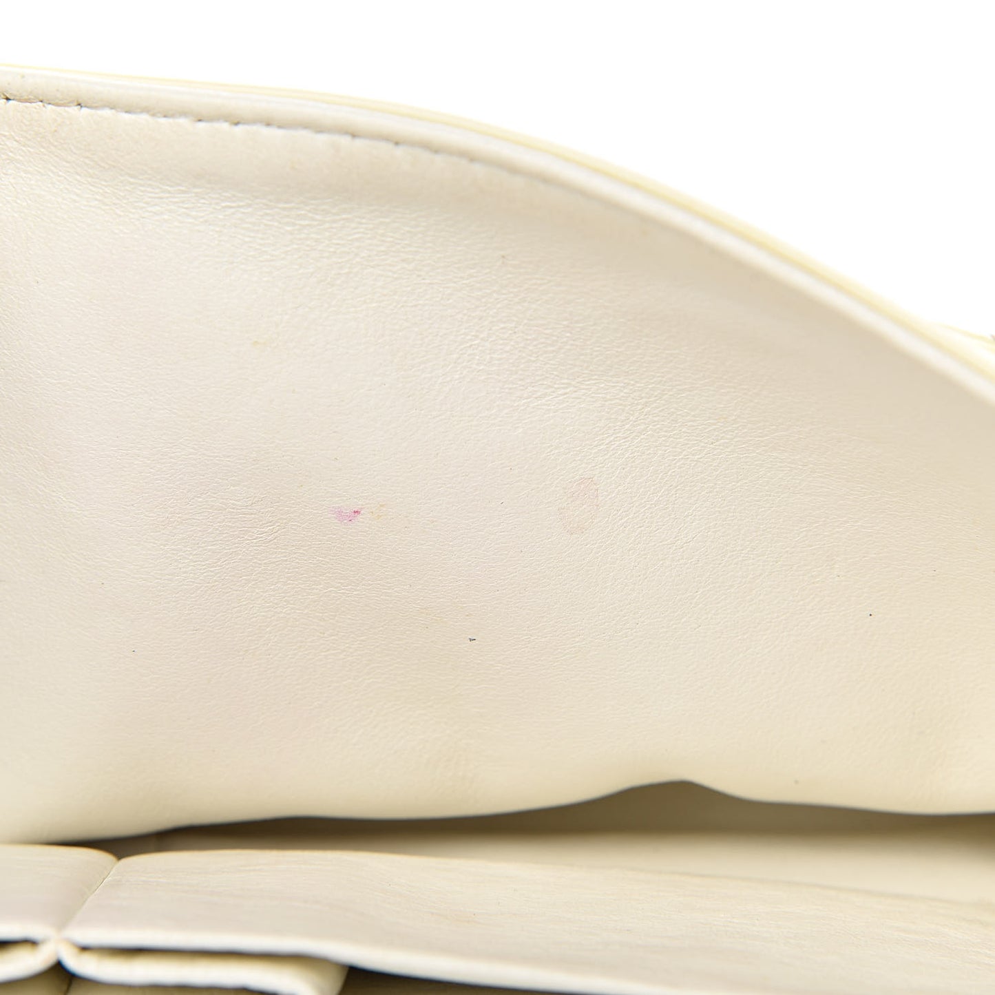 Patent Quilted Medium Double Flap Ivory