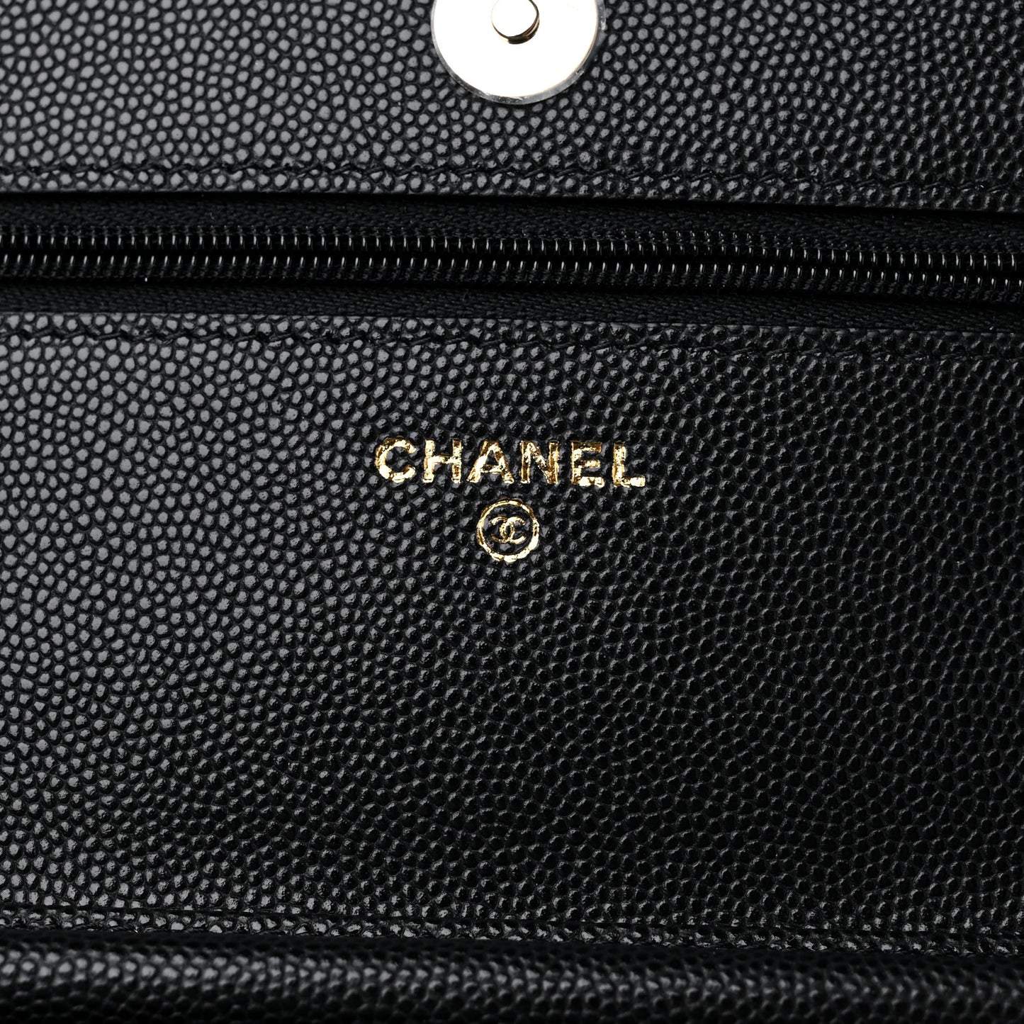 Caviar Quilted Crystal Enamel CC Wallet On Chain WOC Black