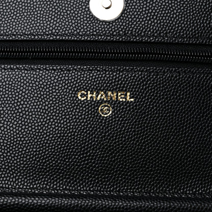 Chanel Caviar Quilted Crystal Enamel CC Wallet On Chain WOC Black 6 of 10