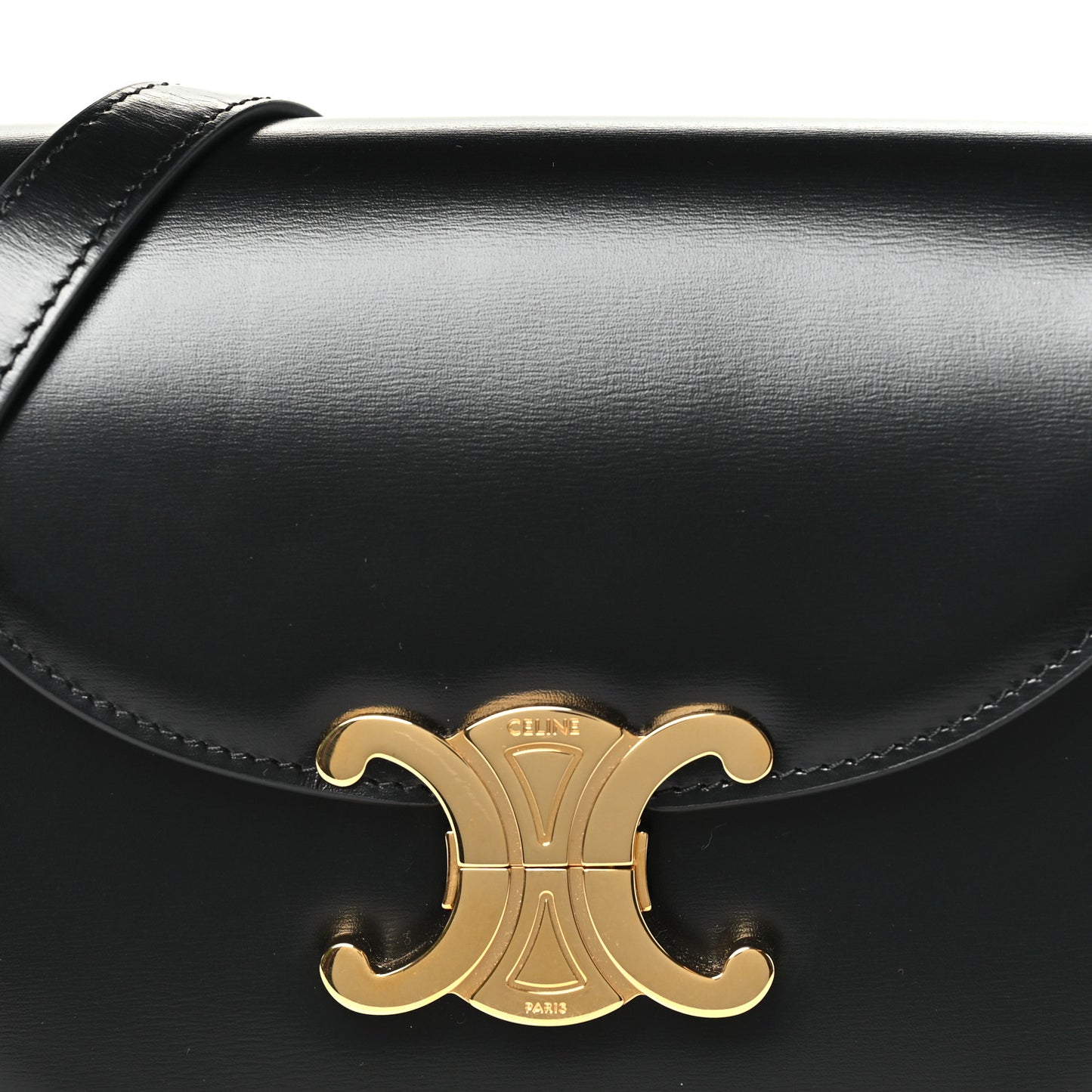 Shiny Calfskin Besace Clea Triomphe Black