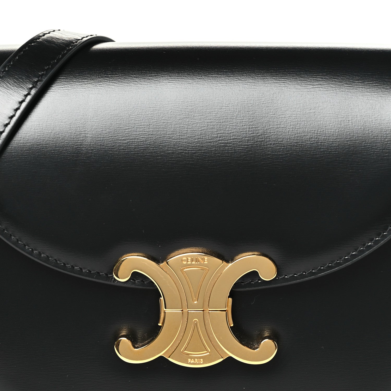 Celine Shiny Calfskin Besace Clea Triomphe Black 7 of 9