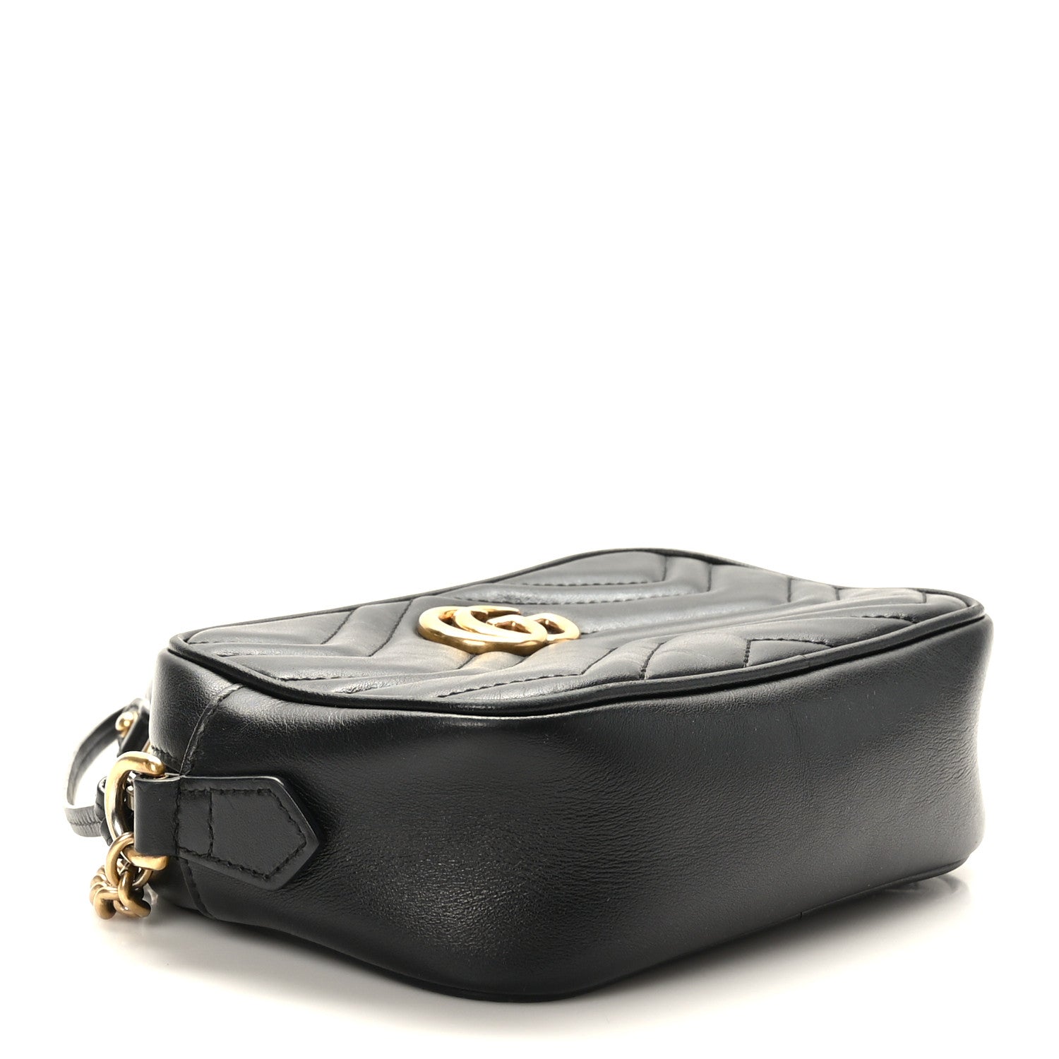 Gucci Calfskin Matelasse Mini GG Marmont Chain Shoulder Bag Black 4 of 10