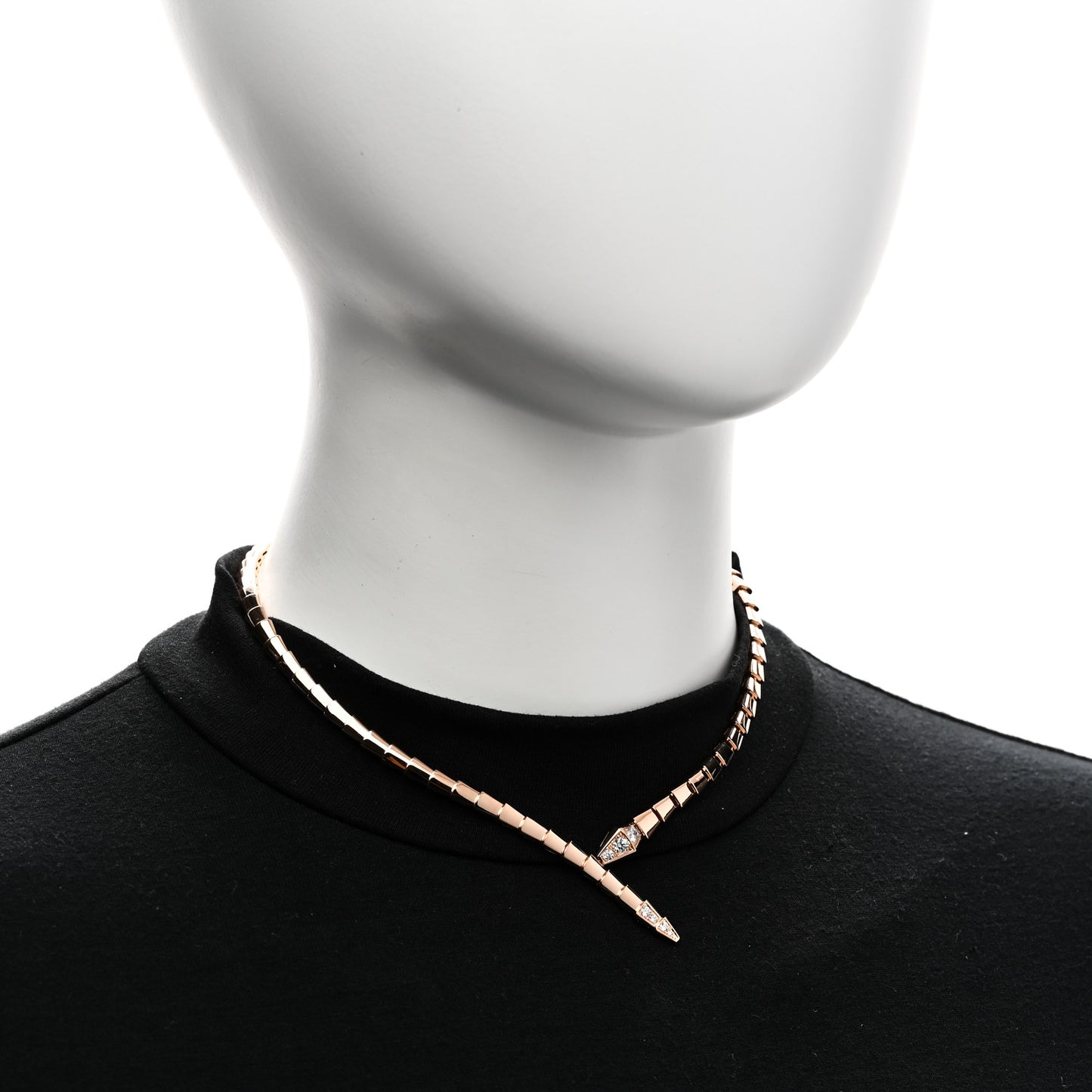 18K Rose Gold Diamond Serpenti Viper Choker Necklace S