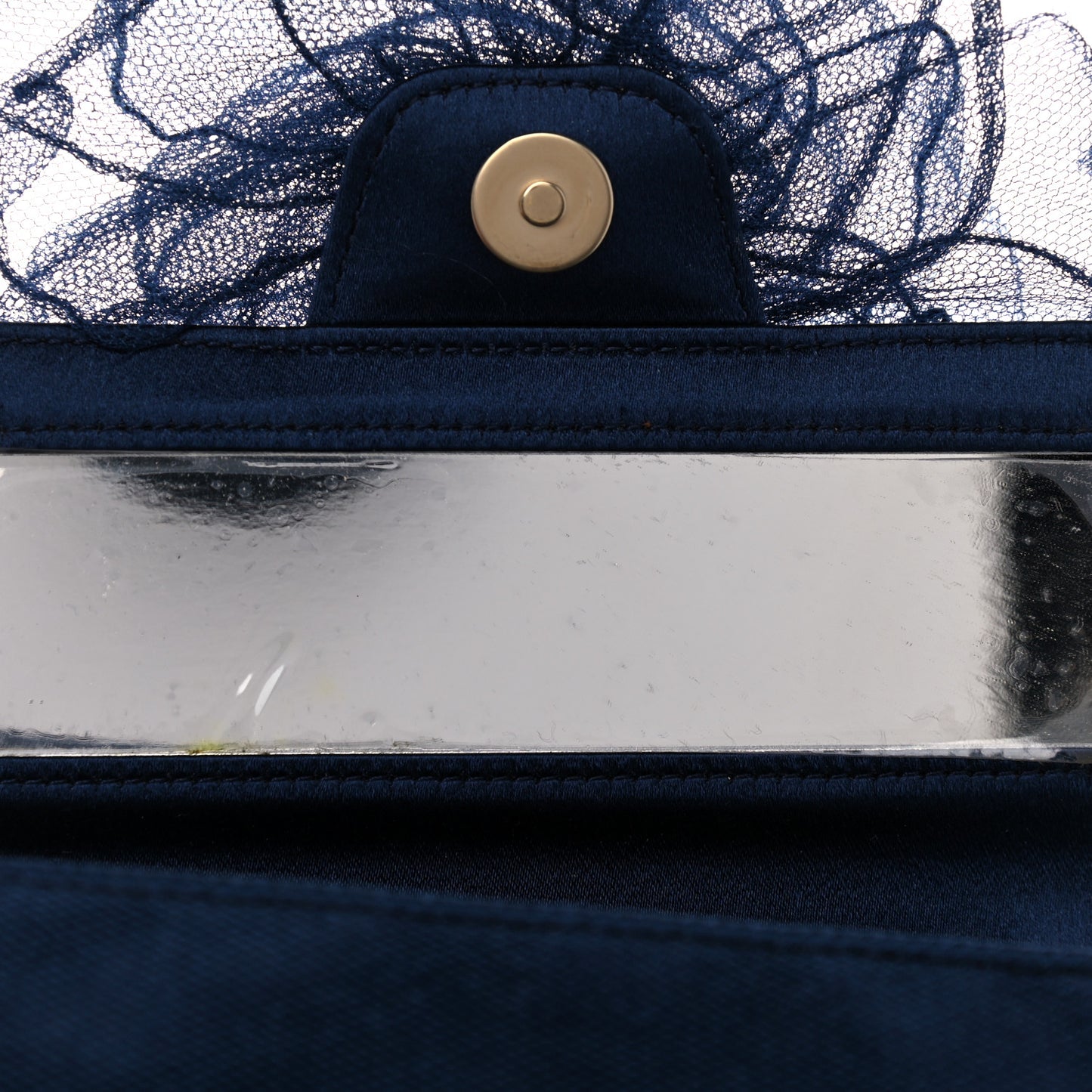 Satin Mesh Camellia Flap Navy Blue
