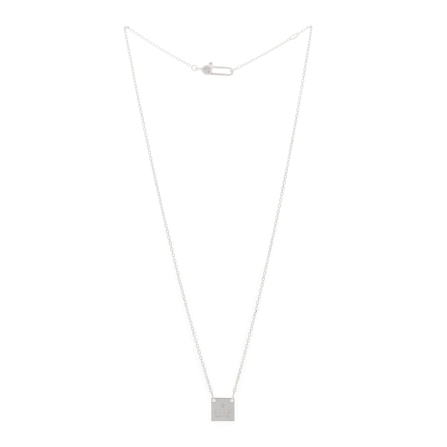 Sterling Silver Logo Square Tag Necklace