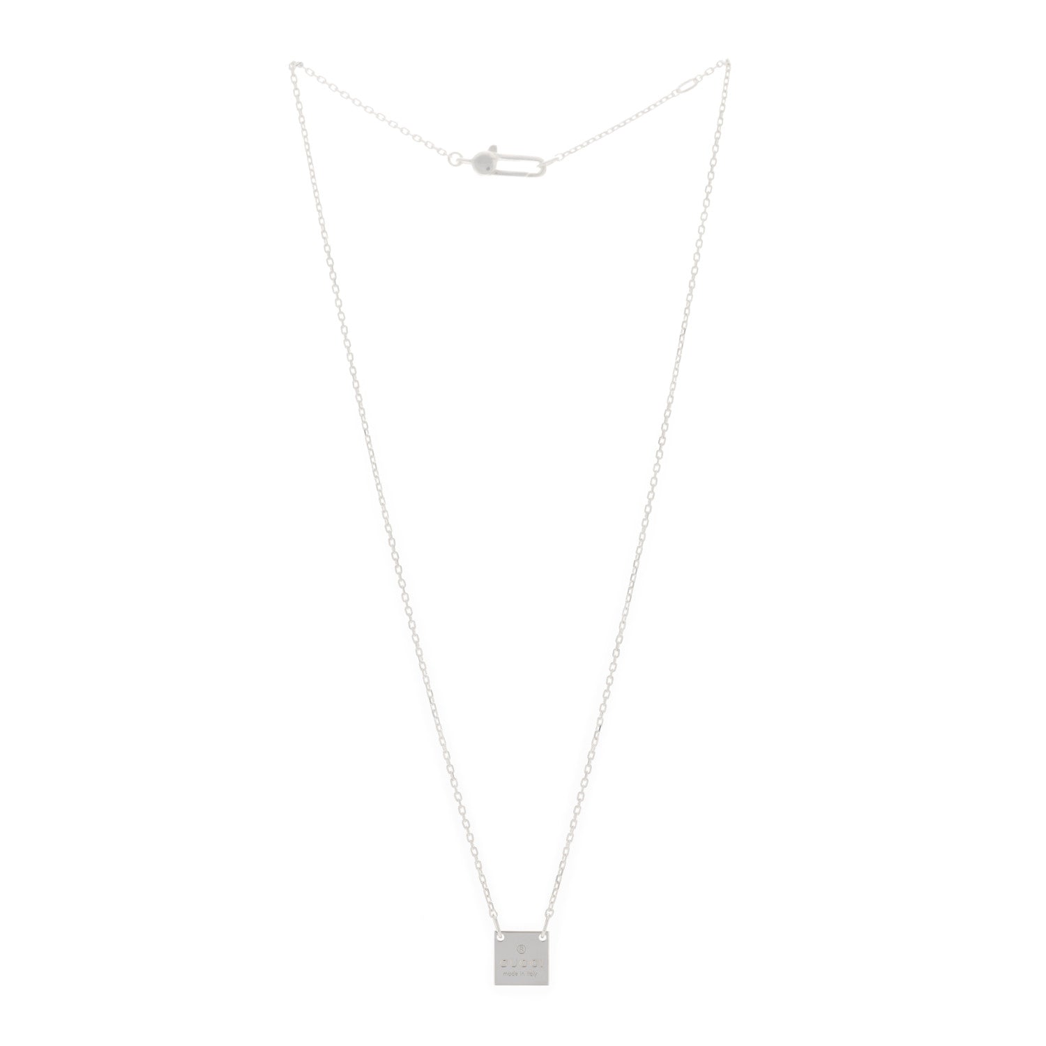 Gucci Sterling Silver Logo Square Tag Necklace 2 of 4