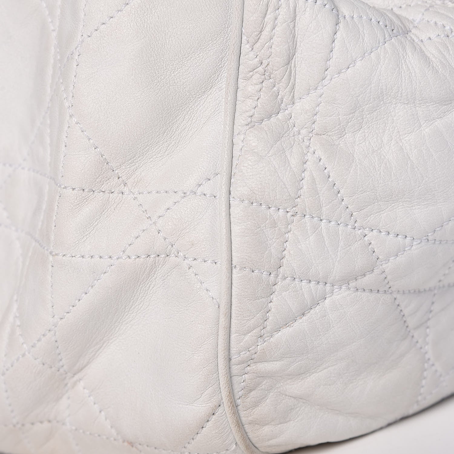 Christian Dior Lambskin Cannage Drawstring Bag White 16 of 24