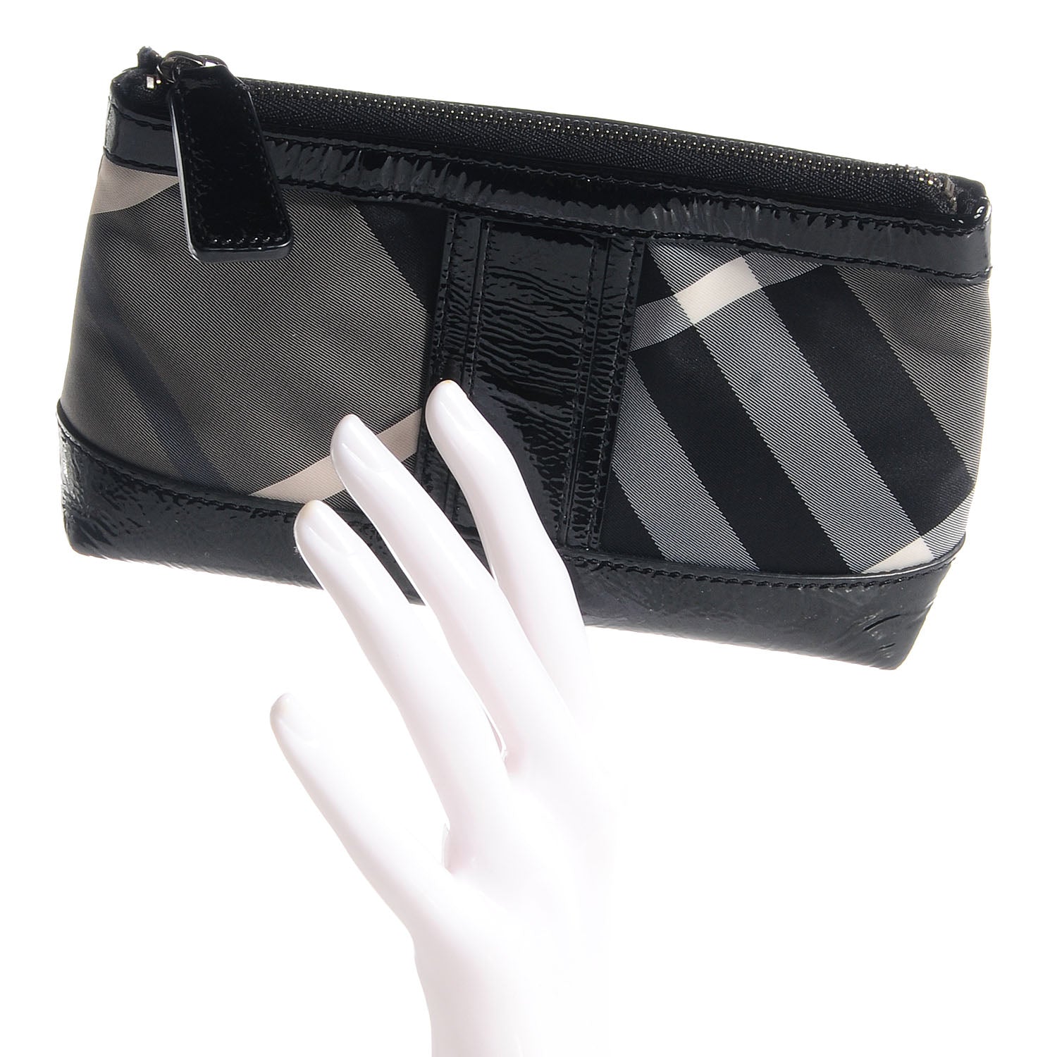 Burberry Patent Beat Check Cosmetic Case Black 2 of 8