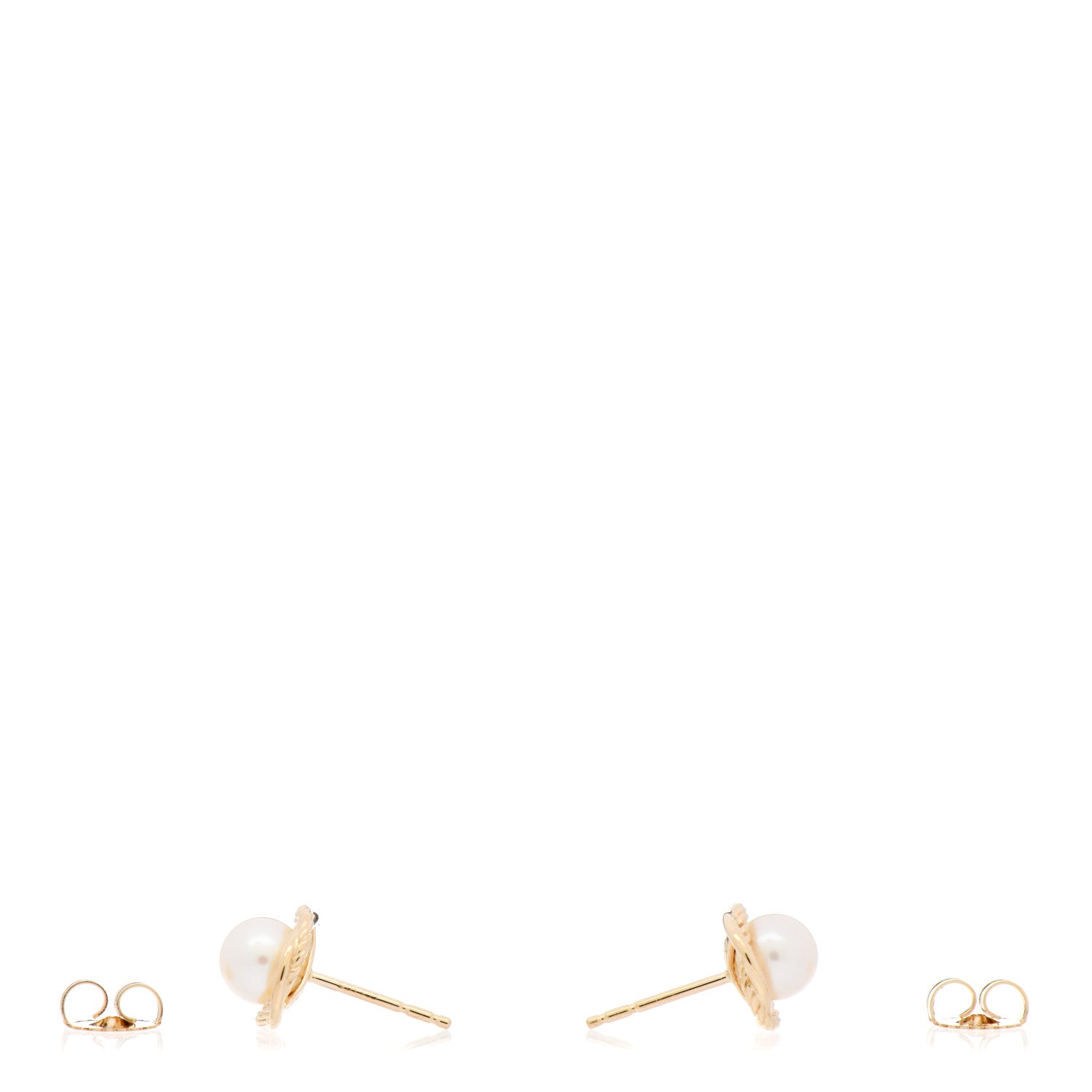 David Yurman 18K Yellow Gold Freshwater Pearl 6mm Infinity Earrings 3 of 3