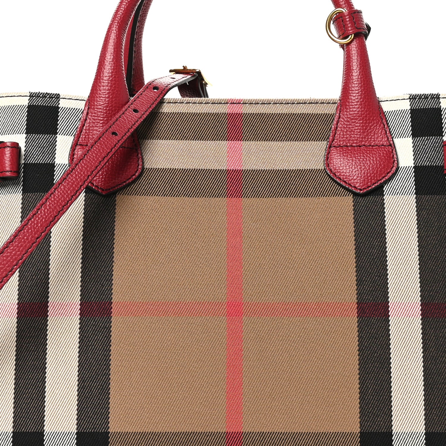 Burberry House Check Grainy Calfskin Medium Banner Tote Russet Red 8 of 10