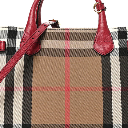 Burberry House Check Grainy Calfskin Medium Banner Tote Russet Red 8 of 10