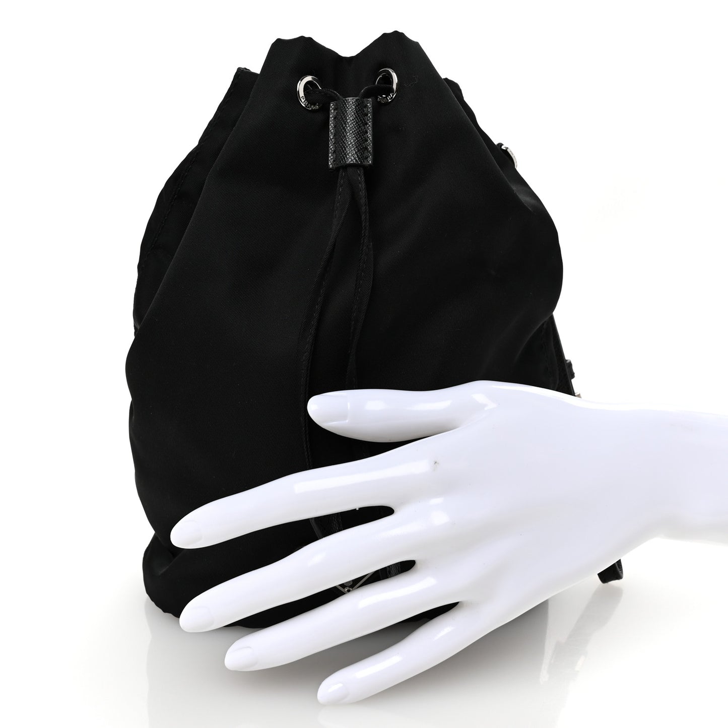 Re-Nylon Saffiano Bucket Wristlet Black