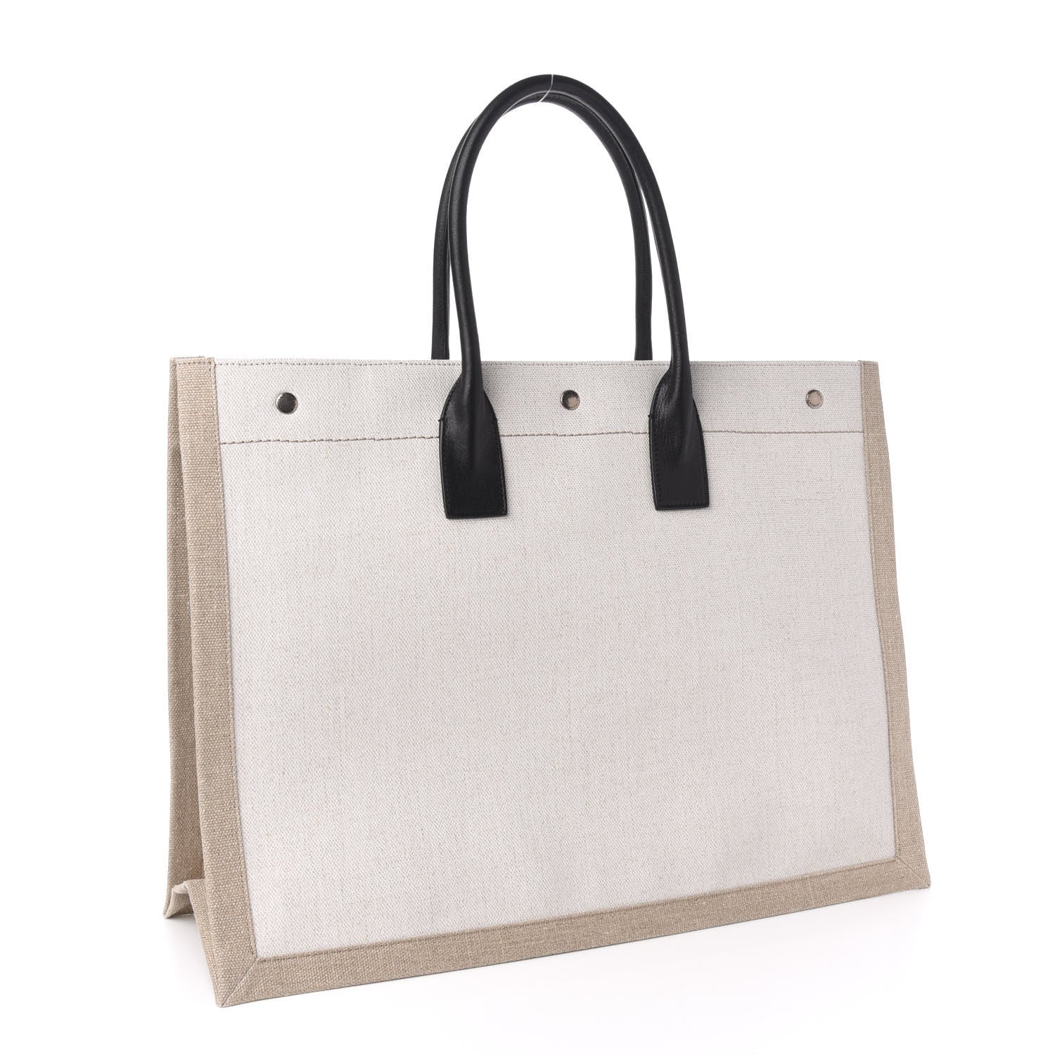 Saint Laurent Linen Calfskin Rive Gauche Tote Optic White 3 of 9
