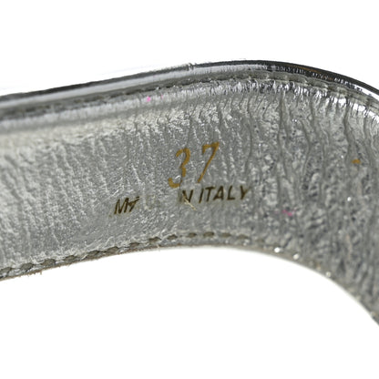 Prada Metallic Calfskin Logo Thong Sandals 37 Silver 8 of 9