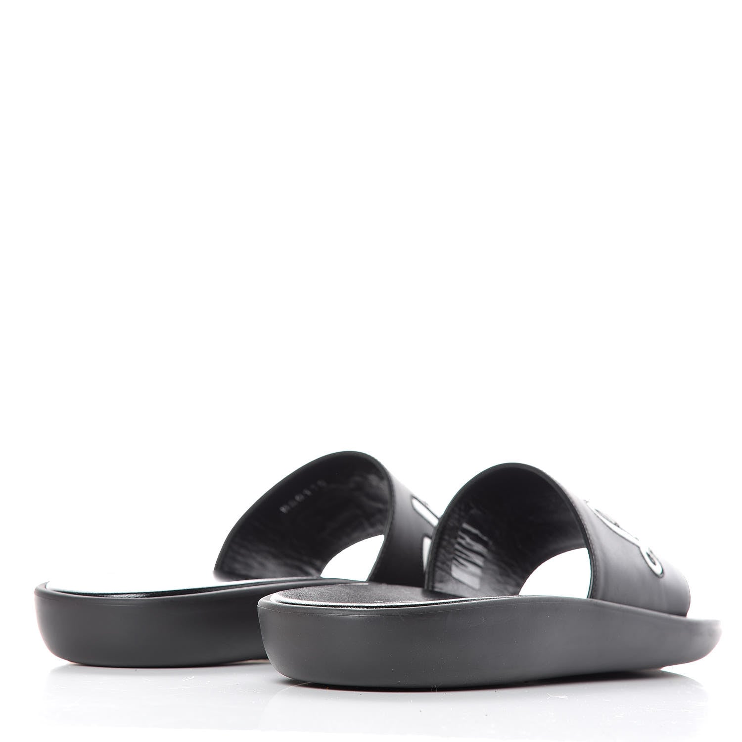 Louis Vuitton Metallic Calfskin Logo Sunbath Slide Sandals 38 Black 4 of 9