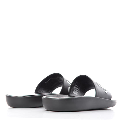Louis Vuitton Metallic Calfskin Logo Sunbath Slide Sandals 38 Black 4 of 9