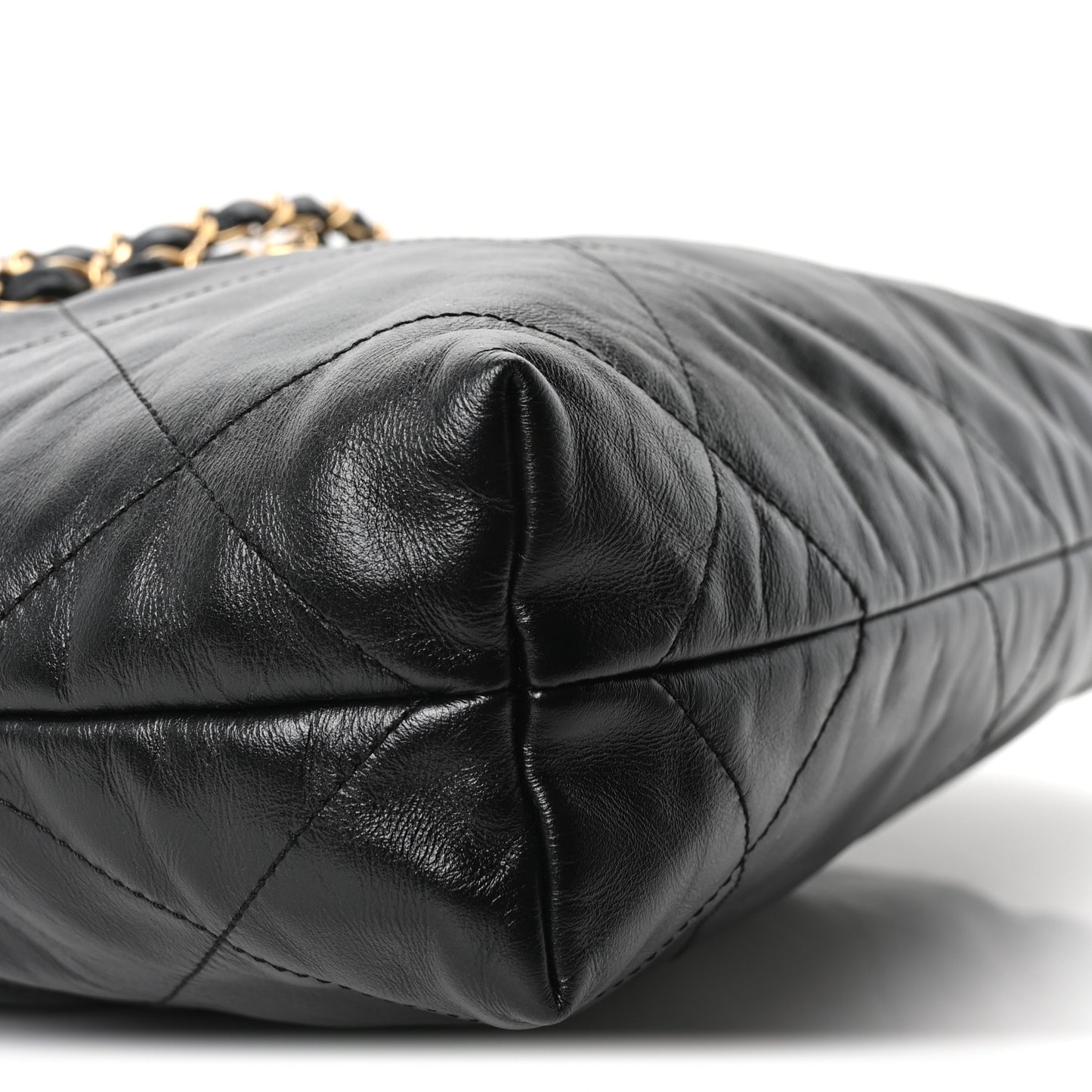 Shiny Calfskin Quilted Small Chanel 22 Black