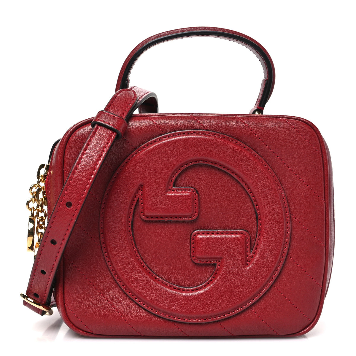 Gucci Sakai Be Green Calfskin Diagonal Stitched Blondie Top Handle Bag Rosso 1 of 10