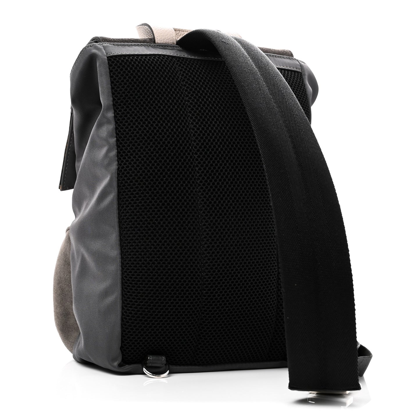 Suede Nylon Santander Cuoio Romano Bi-Color FF Embossed Small Fendiness Backpack Piombo Fango Grigio Polvere Asphalto