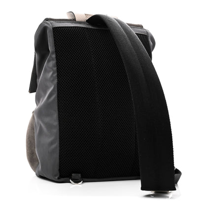 Fendi Suede Nylon Santander Cuoio Romano Bi-Color FF Embossed Small Fendiness Backpack Piombo Fango Grigio Polvere Asphalto 3 of 10
