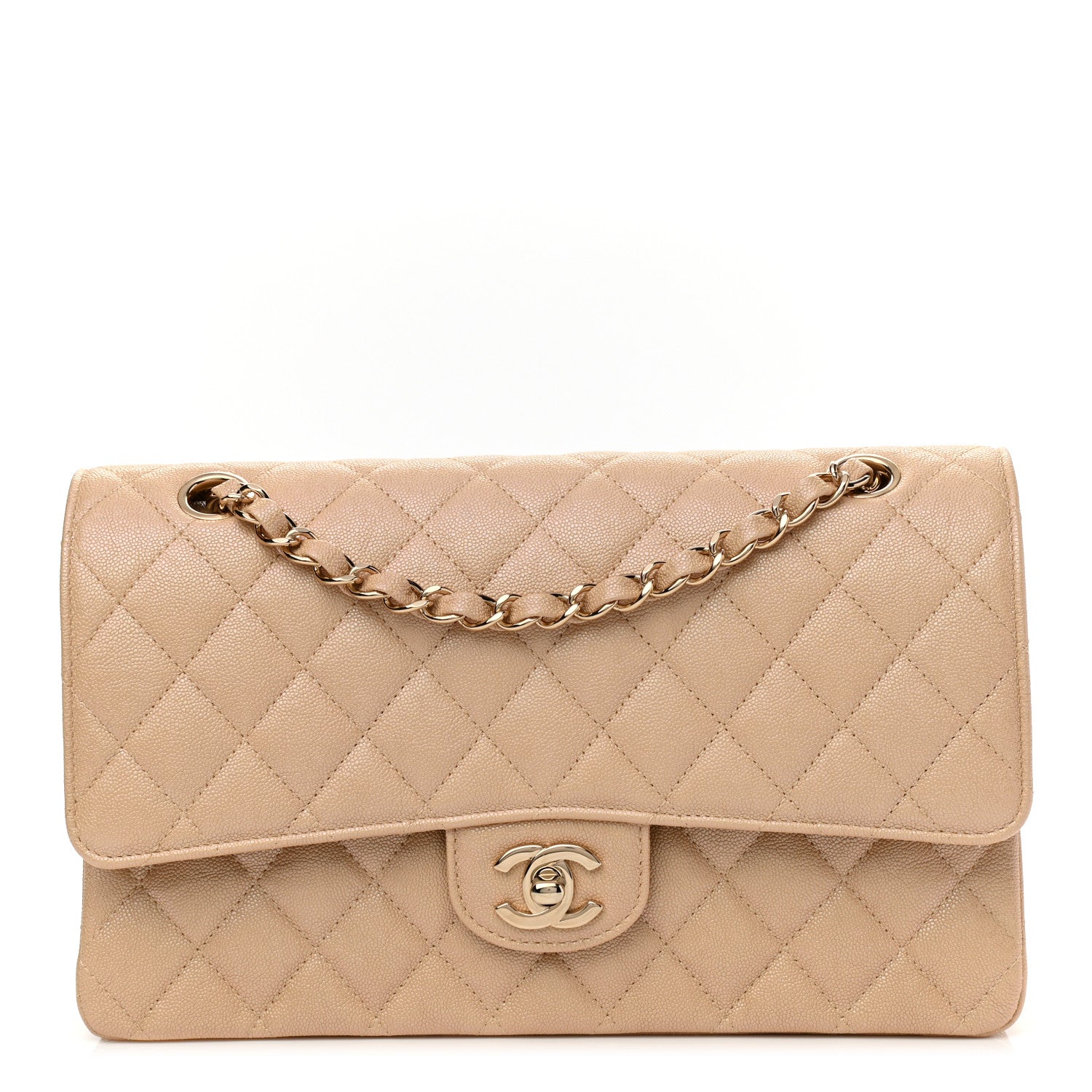 Chanel Iridescent Caviar Quilted Medium Double Flap Beige 1 of 9
