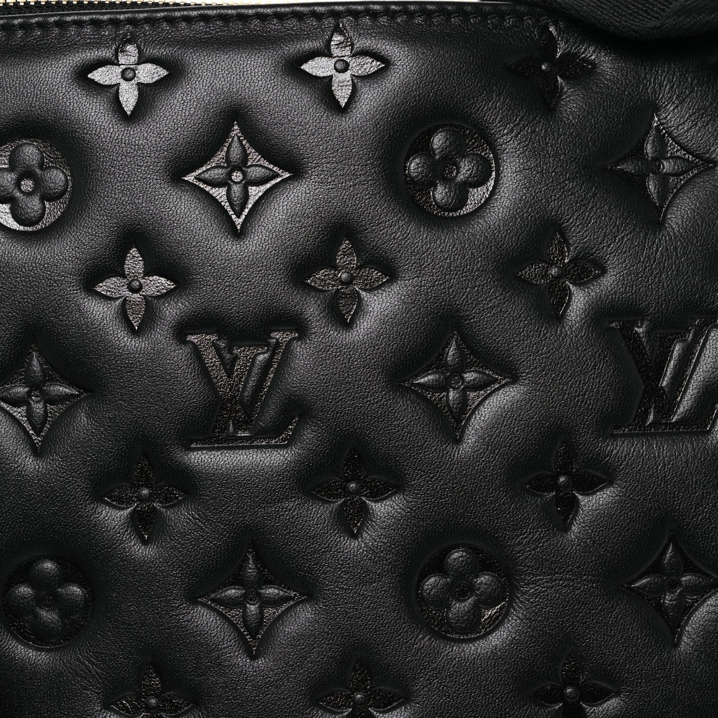 Lambskin Embossed Monogram Coussin PM Black