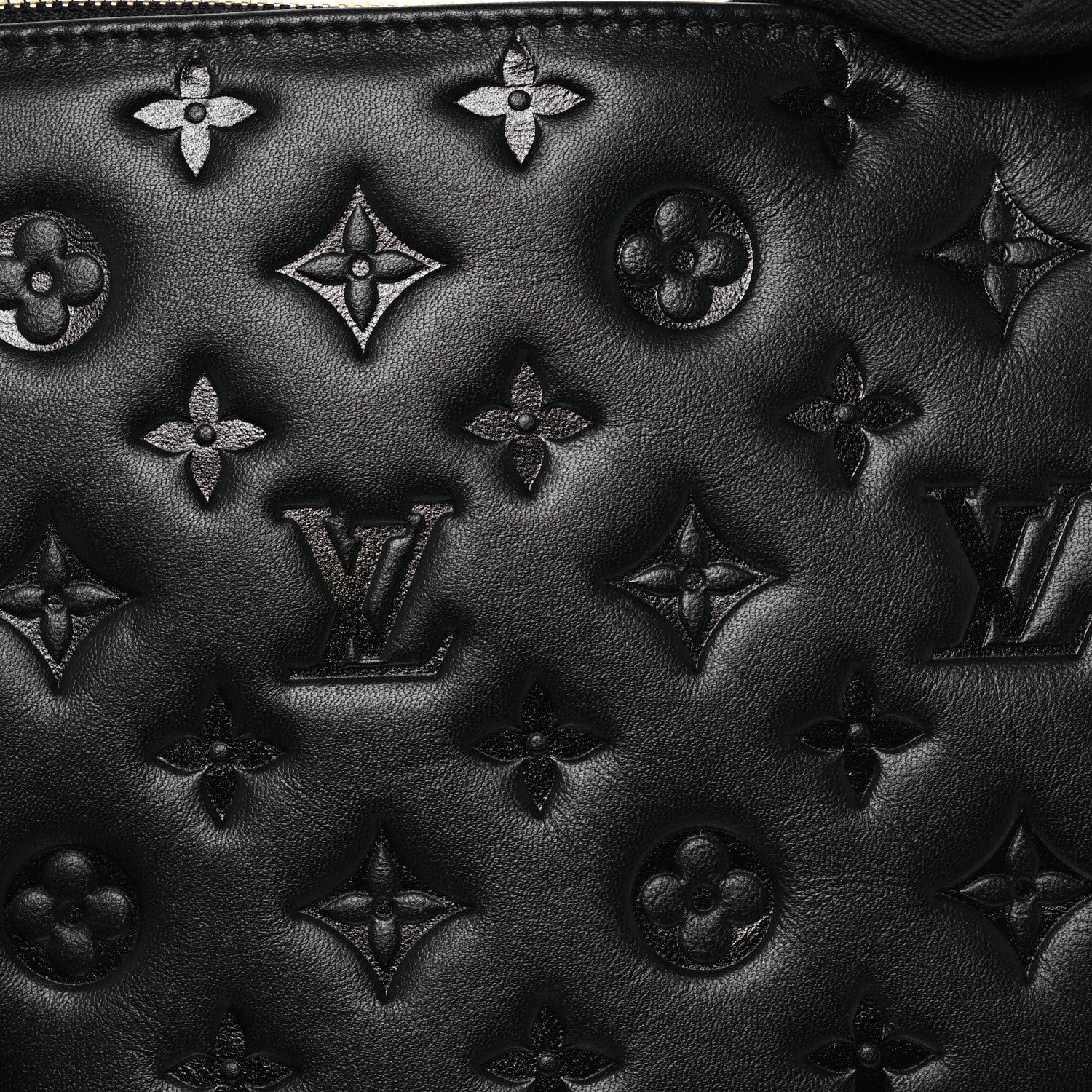 Louis Vuitton Lambskin Embossed Monogram Coussin PM Black 9 of 13