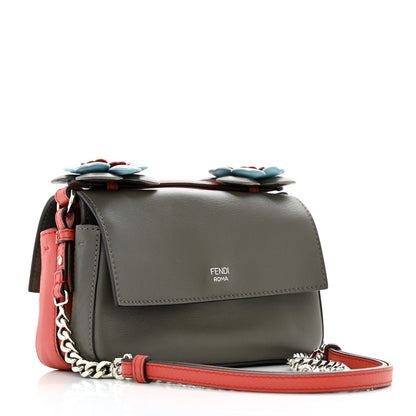 Fendi Vitello Dolce Flowerland Bi-Color Studded Micro Double Baguette Bloody Mary Carbone 3 of 12