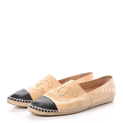 Chanel Lambskin CC Espadrilles 40 Beige Black 3 of 14
